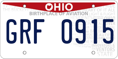 OH license plate GRF0915