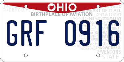 OH license plate GRF0916