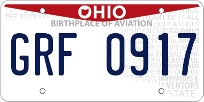 OH license plate GRF0917
