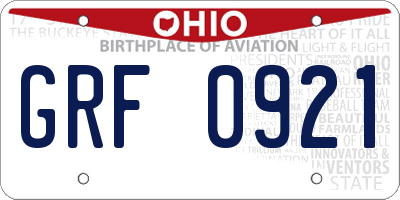 OH license plate GRF0921