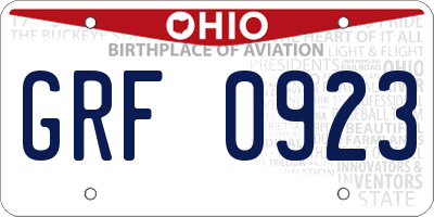 OH license plate GRF0923