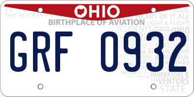 OH license plate GRF0932