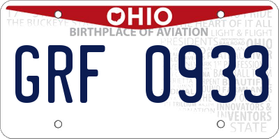 OH license plate GRF0933