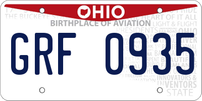 OH license plate GRF0935