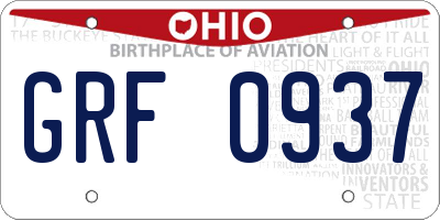 OH license plate GRF0937