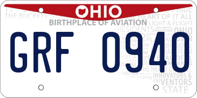 OH license plate GRF0940