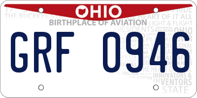 OH license plate GRF0946