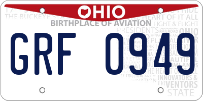 OH license plate GRF0949