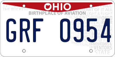 OH license plate GRF0954