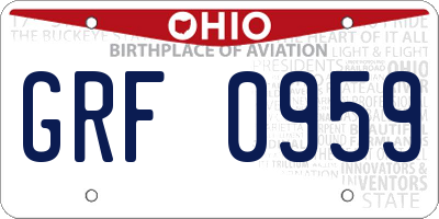 OH license plate GRF0959