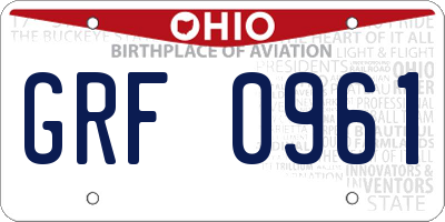 OH license plate GRF0961