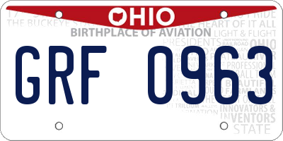 OH license plate GRF0963