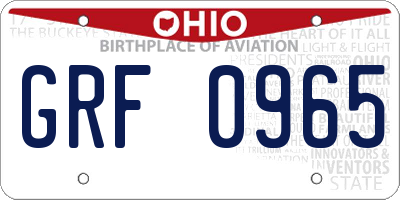 OH license plate GRF0965