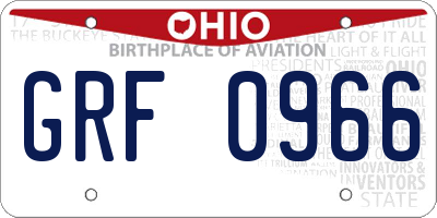 OH license plate GRF0966