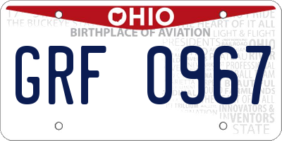 OH license plate GRF0967