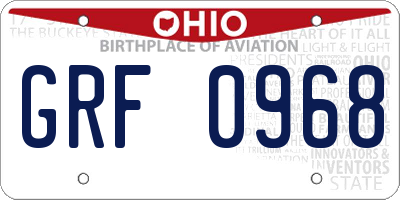 OH license plate GRF0968