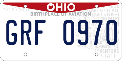 OH license plate GRF0970