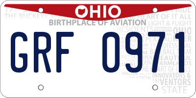 OH license plate GRF0971