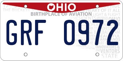 OH license plate GRF0972