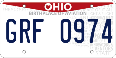 OH license plate GRF0974