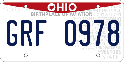 OH license plate GRF0978