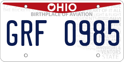 OH license plate GRF0985