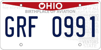 OH license plate GRF0991