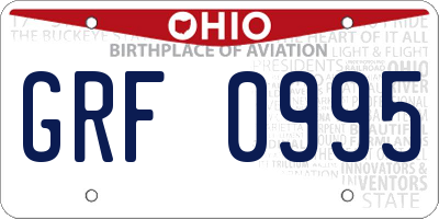 OH license plate GRF0995
