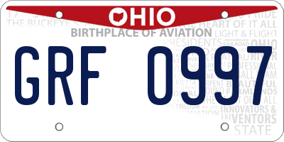 OH license plate GRF0997