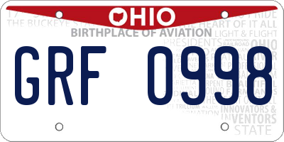 OH license plate GRF0998