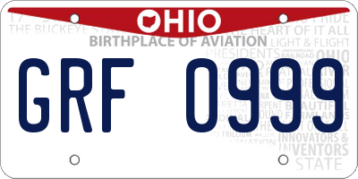 OH license plate GRF0999