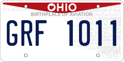 OH license plate GRF1011