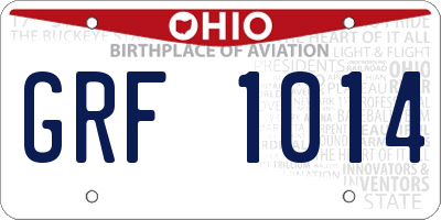 OH license plate GRF1014