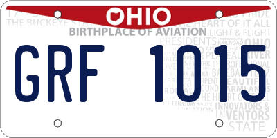 OH license plate GRF1015