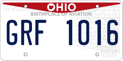 OH license plate GRF1016