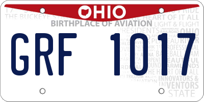 OH license plate GRF1017