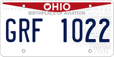OH license plate GRF1022