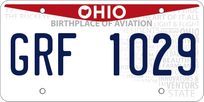 OH license plate GRF1029