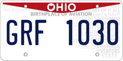 OH license plate GRF1030