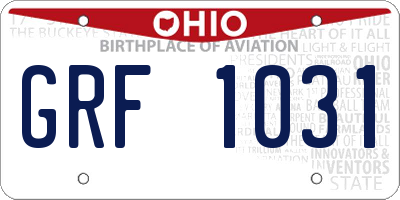 OH license plate GRF1031