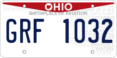 OH license plate GRF1032