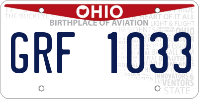 OH license plate GRF1033