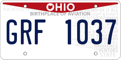 OH license plate GRF1037