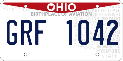 OH license plate GRF1042