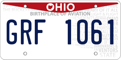 OH license plate GRF1061