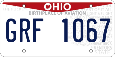 OH license plate GRF1067