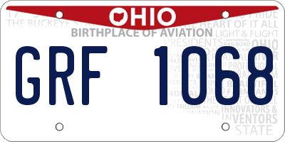 OH license plate GRF1068