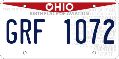 OH license plate GRF1072