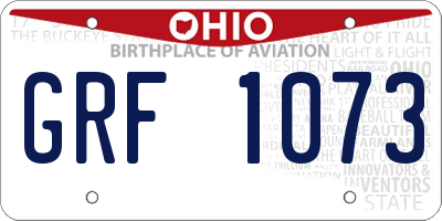 OH license plate GRF1073