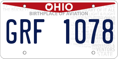 OH license plate GRF1078